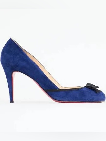 Christian Louboutin Lavalliere 85 Blue Suede Pumps